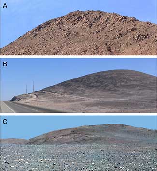 Hills in Chile and on Mars